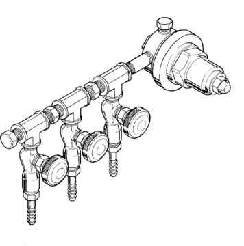 Aldrich&#174; low-pressure three station manifold with fixed outlet pressure regulator outlet NPTM 1/4&#160;in.