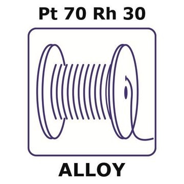 Platinum/Rhodium wire, Pt70%/Rh30%, 0.025&#160;mm diameter, length 0.5 m, temper as drawn