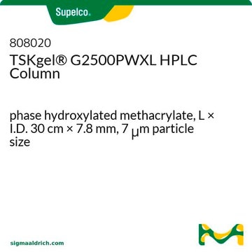 TSKgel&#174; G2500PWXL HPLC Column phase hydroxylated methacrylate, L × I.D. 30&#160;cm × 7.8&#160;mm, 7&#160;&#956;m particle size