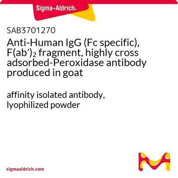 Anti-Human IgG (Fc specific), F(ab&#8242;)2 fragment, highly cross adsorbed-Peroxidase antibody produced in goat affinity isolated antibody, lyophilized powder