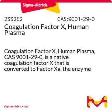 Coagulation Factor X, Human Plasma Coagulation Factor X, Human Plasma, CAS 9001-29-0, is a native coagulation factor X that is converted to Factor Xa, the enzyme that converts prothrombin to thrombin.