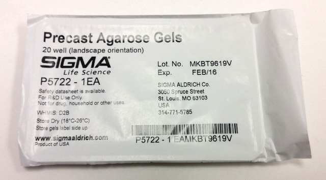 Precast Agarose Gels 20-well (landscape orientation)