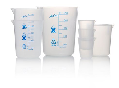 Azlon Tapered Beakers with Printed Graduations polypropylene, capacity 50&#160;mL