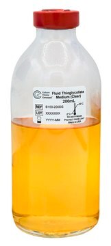 Fluid Thioglycollate Medium (FTM) bottle of 200&#160;mL, pkg of 12&#160;units, glass bottle (300ml with Crimp Cap), sterile; autoclaved