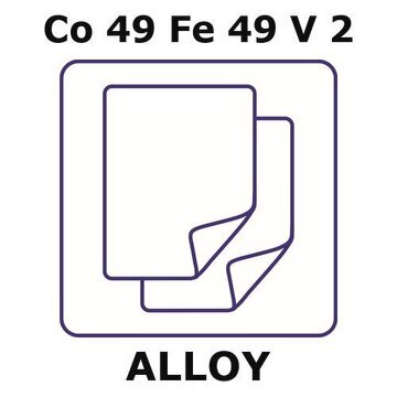 Permendur 49 alloy, Co49Fe49V2 sheet, 60 x 100mm, 0.35mm thickness, as rolled