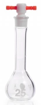 KIMBLE&#174; KIMAX&#174; Heavy duty volumetric wide-mouth flask with PTFE stopper glass flask, flask capacity (25&#160;mL), class A