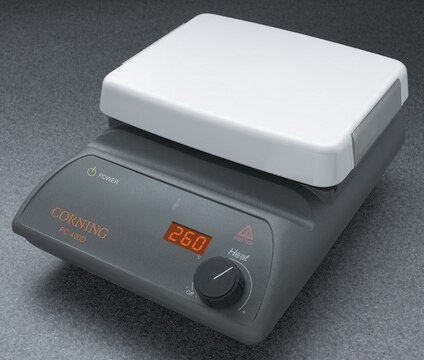 Corning&#174; hotplate with digital display AC/DC input 120 V AC, US 3-pin plug, L × W 5&#160;in. × 7&#160;in.