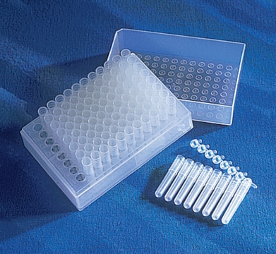 Corning&#174; 96 well PP 1.2 mL cluster tubes 96 well polypropylene cluster tubes, individual tube format, non-treated, non-sterile, clear, 96 tubes/rack, 960/cs