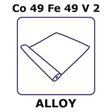 Permendur 49 alloy, Co49Fe49V2 foil, 0.5m coil, 0.1mm thickness, as rolled