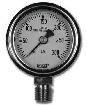 QianCap&#8482; pressure gauge stainless steel, pressure 0-300 psi, for 1/4 in. NPT