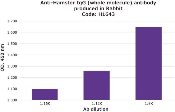 Anti-Hamster IgG (whole molecule) antibody produced in rabbit affinity isolated antibody, buffered aqueous solution