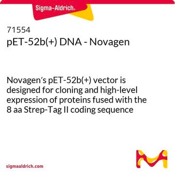 pET-52b(+) DNA - Novagen Novagen&#8242;s pET-52b(+) vector is designed for cloning and high-level expression of proteins fused with the 8 aa Strep-Tag II coding sequence that is cleavable with human rhinovirus (HRV) 3C protease.