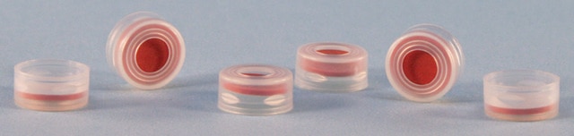 Closures for Snap Ring vials polypropylene seal, PTFE/silicone (with slit), thread for 11 mm snap ring, pkg of 100&#160;ea