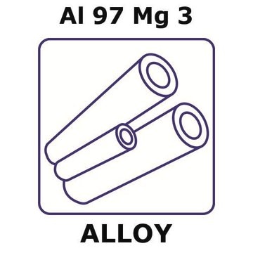 Aluminum-magnesium alloy, Al97Mg3 500mm tube, 1.5mm outside diameter, 0.125mm wall thickness, 1.25mm inside diameter, as drawn