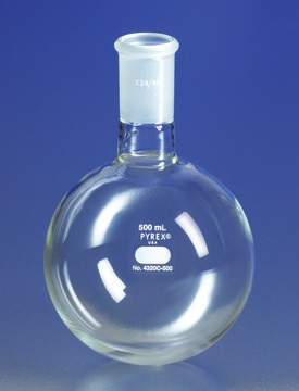 Pyrex&#174; round-bottom heavy wall boiling flask, short neck with joint capacity 100&#160;mL, joint: ST/NS 24/40