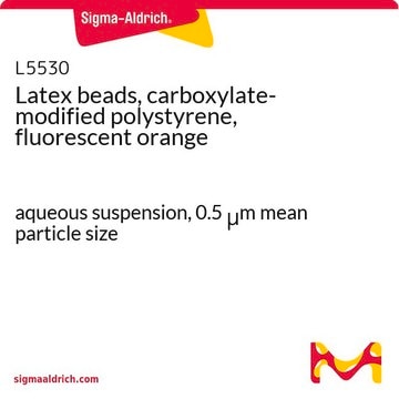 Latex beads, carboxylate-modified polystyrene, fluorescent orange aqueous suspension, 0.5&#160;&#956;m mean particle size