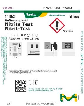 Nitrite Test reflectometric, 0.5-25.0&#160;mg/L (NO2-), for use with REFLECTOQUANT&#174;