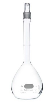 Pyrex&#174; volumetric flask, class A with Pyrex&#174; ST stopper capacity 500&#160;mL