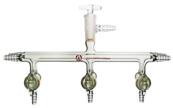 Aldrich&#174; dual bank manifold with glass stopcocks and vacuum-gauge port positions, 3