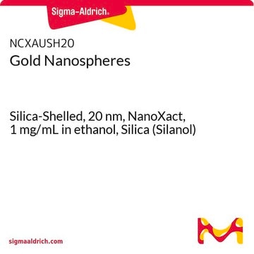 Gold Nanospheres Silica-Shelled, 20&#160;nm, NanoXact, 1&#160;mg/mL in ethanol, Silica (Silanol)