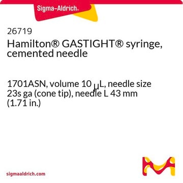 Hamilton&#174; GASTIGHT&#174; syringe, cemented needle 1701ASN, volume 10&#160;&#956;L, needle size 23s ga (cone tip), needle L 43&#160;mm (1.71&#160;in.)