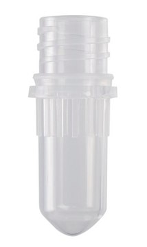 Screw cap tubes without caps, conical bottom size 0.5&#160;mL, clear, pkg of 8x500caps/cs