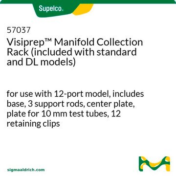 Visiprep&#8482; Manifold Collection Rack (included with standard and DL models) for use with 12-port model, includes base, 3 support rods, center plate, plate for 10 mm test tubes, 12 retaining clips