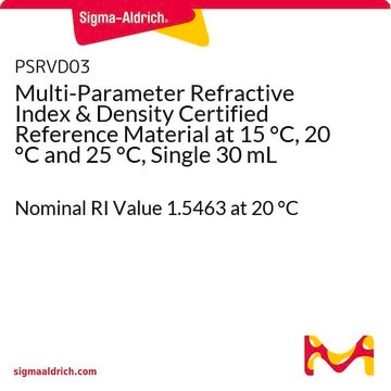 Multi-Parameter Refractive Index &amp; Density Certified Reference Material at 15 °C, 20 °C and 25 °C, Single 30 mL Nominal RI Value 1.5463 at 20 °C