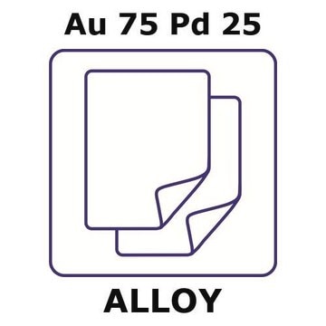 Gold-palladium alloy, Au75Pd25 foil, 25 x 25mm, 0.2mm thickness, as rolled