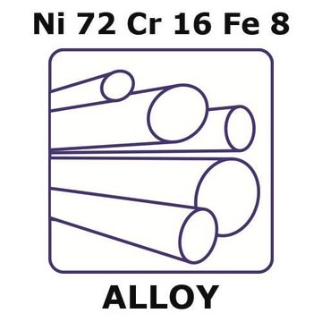 Inconel&#174; alloy 600 - heat resisting alloy, Ni72Cr16Fe8 rod, 500mm x 12.7mm diameter, annealed