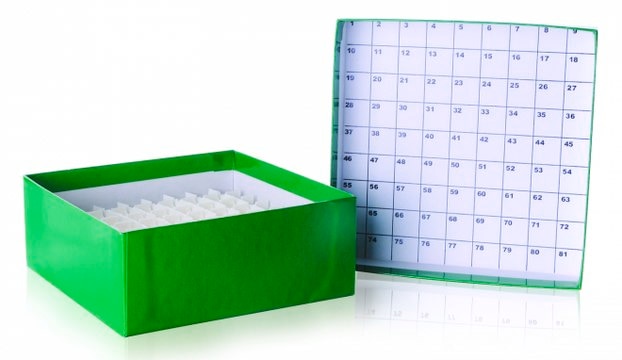 CryoFile&#174; freezer box, for batching and storing cryogenic vials or ampules green