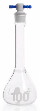 KIMBLE&#174; KIMAX&#174; Heavy duty volumetric wide-mouth flask with PTFE stopper glass flask, flask capacity (100&#160;mL), class A