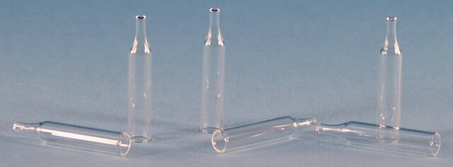 Certified glass inserts for 12 x 32 mm, large opening vials volume 0.25&#160;mL, clear glass insert (no spring required), conical point, O.D. × H 6&#160;mm × 31&#160;mm, pkg of 100&#160;ea