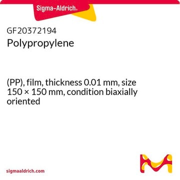 Polypropylene (PP), film, thickness 0.01&#160;mm, size 150 × 150&#160;mm, condition biaxially oriented