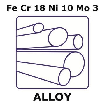 Stainless steel - AISI 316l rod, Fe/Cr18%/Ni10%/Mo 3%, 5.0&#160;mm diameter, length 1000 mm