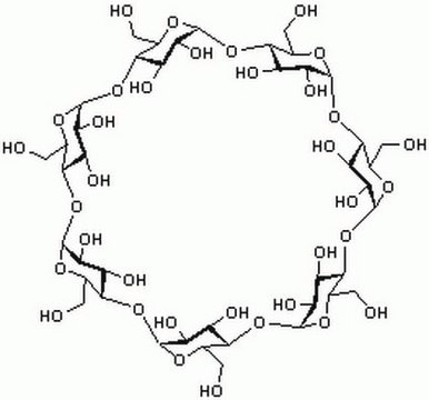 &#946;-Cyclodextrin Homogeneous cyclic &#945;1,4-linked D-glucopyranose units in a seven-member ring. Forms clathrates. Suitable for use with dansyl chloride to form water-soluble complexes for fluorescent labeling of proteins.