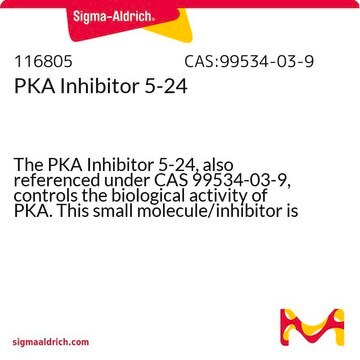 PKA Inhibitor 5-24 The PKA Inhibitor 5-24, also referenced under CAS 99534-03-9, controls the biological activity of PKA. This small molecule/inhibitor is primarily used for Phosphorylation &amp; Dephosphorylation applications.