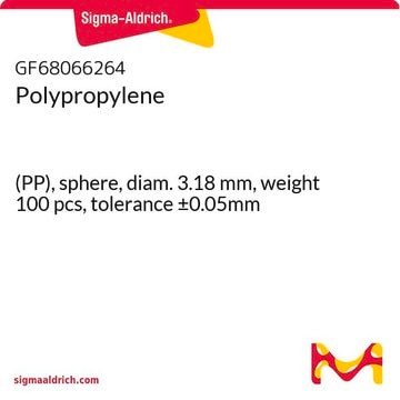 Polypropylene (PP), sphere, diam. 3.18&#160;mm, weight 100 pcs, tolerance ±0.05mm