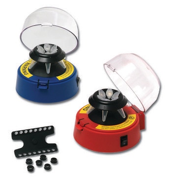 Mini-Centrifuge with 2 rotors blue, AC/DC input 115 V AC, US 3-pin plug