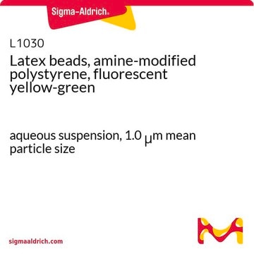 Latex beads, amine-modified polystyrene, fluorescent yellow-green aqueous suspension, 1.0&#160;&#956;m mean particle size