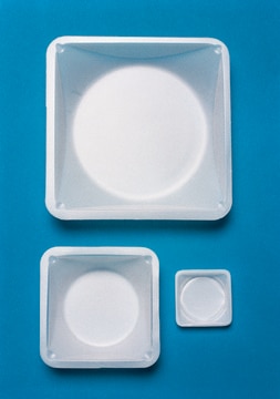 Disposable polystyrene weighing dishes blue, L × W × H 86&#160;mm × 86&#160;mm × 25&#160;mm