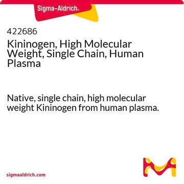 Kininogen, High Molecular Weight, Single Chain, Human Plasma Native, single chain, high molecular weight Kininogen from human plasma.