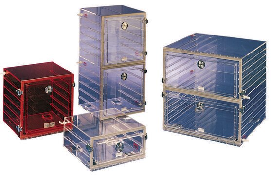 Plas-Labs desiccator cabinet, clear acrylic model 863-CG, W × D × H 24&#160;in. × 18&#160;in. × 24&#160;in.