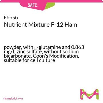 Nutrient Mixture F-12 Ham powder, with L-glutamine and 0.863 mg/L zinc sulfate, without sodium bicarbonate, Coon&#8242;s Modification, suitable for cell culture