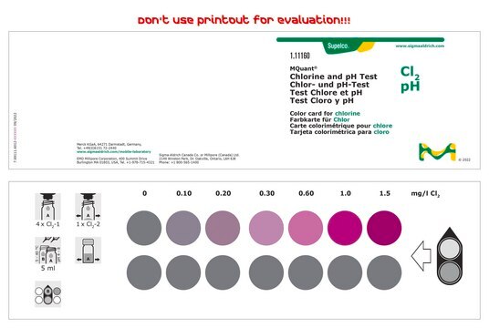 Chlorine and pH Test colorimetric, 0.10-1.5&#160;mg/L (Cl2), pH range 6.5-7.9, for use with MCOLORTEST&#174;