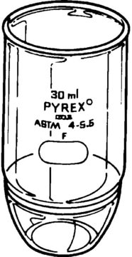 Pyrex&#174; Gooch crucible, high form, with fritted disc capacity 30&#160;mL, porosity 40-60&#160;&#956;m