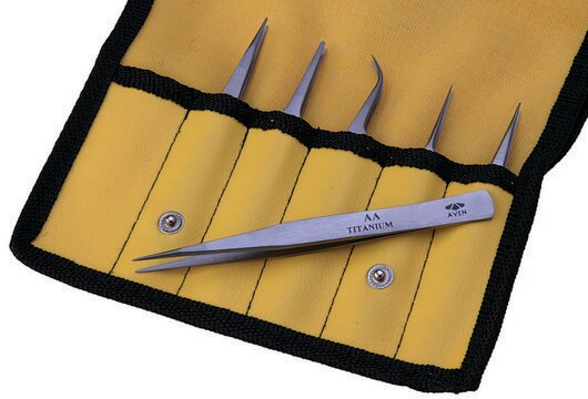 Titanium tweezers 6 piece kit