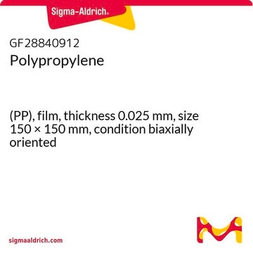 Polypropylene (PP), film, thickness 0.025&#160;mm, size 150 × 150&#160;mm, condition biaxially oriented