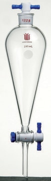 Synthware&#8482; Squibb-style separatory funnel with PTFE stopcock and PTFE stopper 1000 mL, top joint: ST/NS 24/40