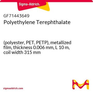 Polyethylene Terephthalate (polyester, PET, PETP), metallized film, thickness 0.006&#160;mm, L 10&#160;m, coil width 315&#160;mm